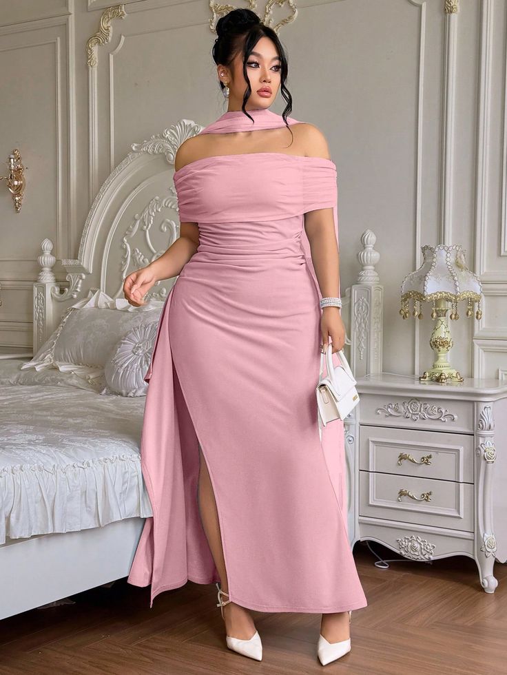 Blush Pink off-shoulder dress